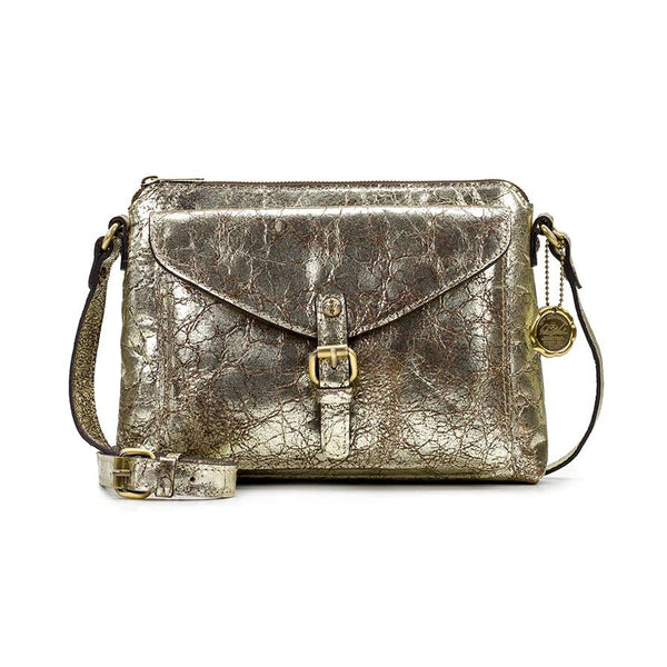 PATRICIA NASH Avellino Crossbody Bag Distressed Metallic Gold Leather Collector