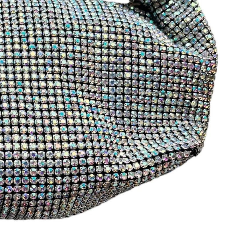 MADISON WEST Bring on the Bling Bag Silver Crystals Evening Party Black Lining