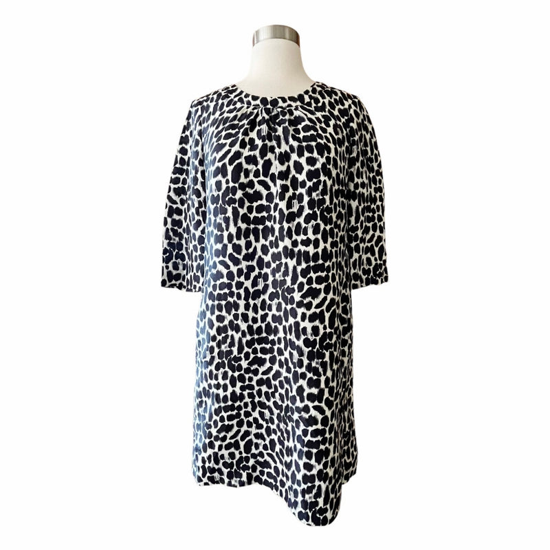 KATE SPADE Silk Shift Dress Animal Print Short Sleeves Crew Neck Size 4 EUC