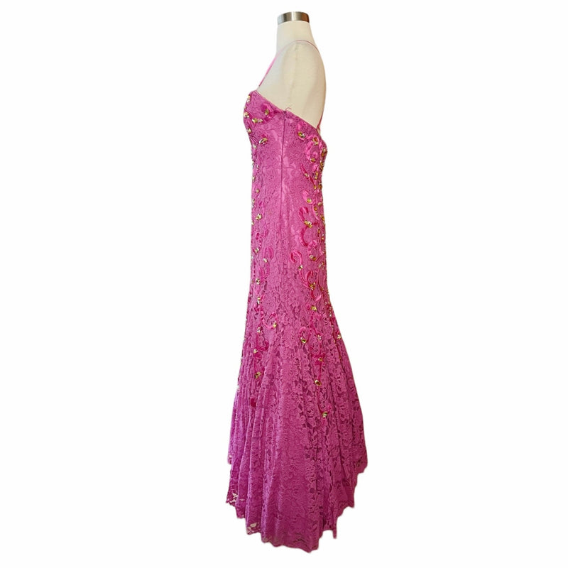 JOVANI Pink Lace Dress Strapless Mermaid Sweetheart Gown Prom Formal Gala 6 NWT