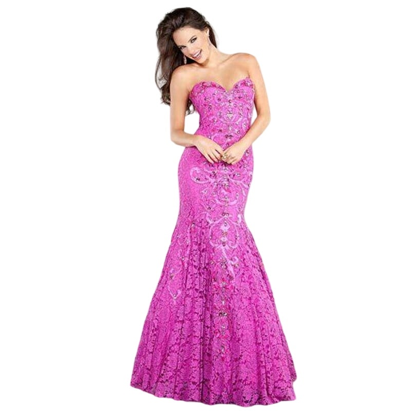 JOVANI Pink Lace Dress Strapless Mermaid Sweetheart Gown Prom Formal Gala 6 NWT