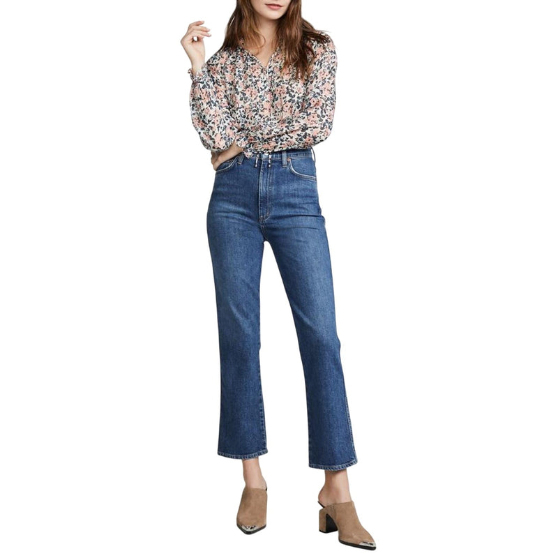 VERONICA BEARD Antonette Top Silk Floral White Blue Long Sleeve Top Blouse 4 EUC