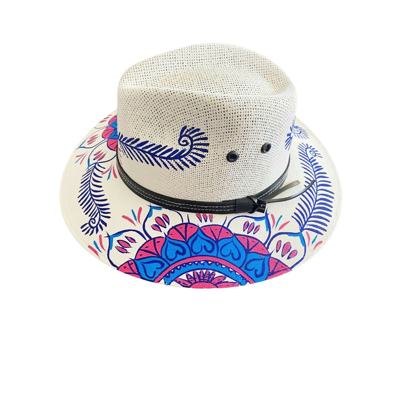 MEXICAN Artisanal Hat HandPainted Fedora Mandala Sombrero Panama Bohemian Large