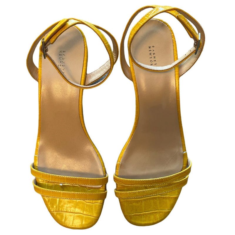 BARNEYS Leather Sandals Cocco Ginestra Italy Yellow Mustard Sling Back 38.5 NIB