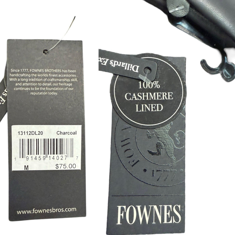 FOWNES BROTHERS Leather Gloves Charcoal Gray Cashmere Lined Medium NWT