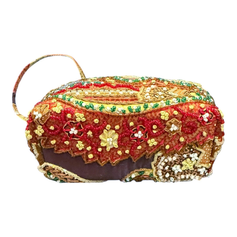 Santi Beaded Jewel Embellished Paisley Kiss Lock Mini Cocktail Party Bag Clutch