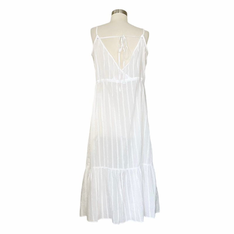 SOLID & STRIPED White Cotton Dress Button Down Sleeveless Straps Plumetis M NWOT