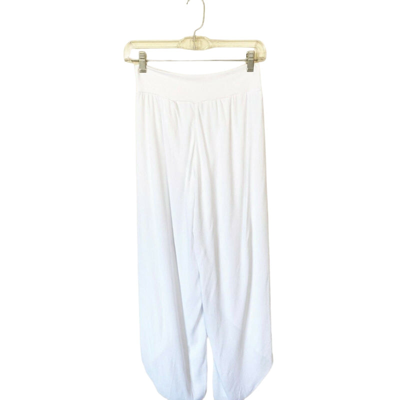 BOHO Pants T.Zovich Relaxed Wrap Slit Boho Beach Vacation High Rise White Small