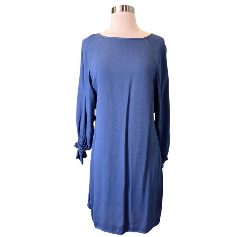 MAJE Realiste Blue Dress Boat Neck Casual Long Sleeves Elastic Cuff Sz 2 Medium