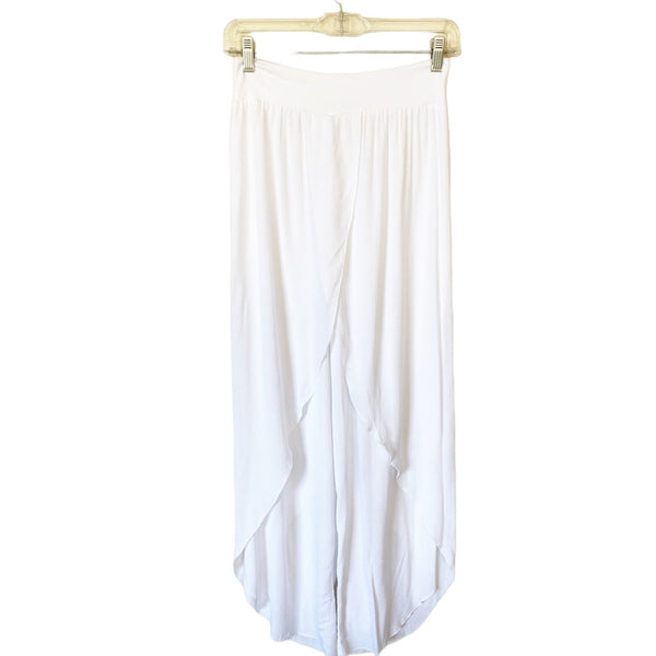 BOHO Pants T.Zovich Relaxed Wrap Slit Boho Beach Vacation High Rise White Small