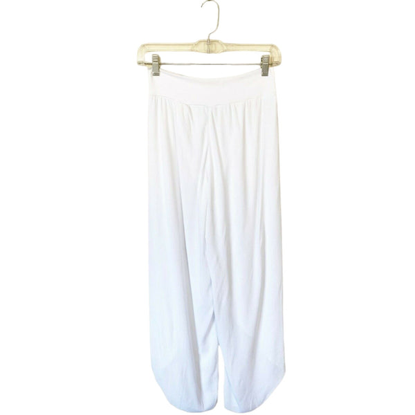 BOHO Pants T.Zovich Relaxed Wrap Slit Boho Beach Vacation High Rise White Small