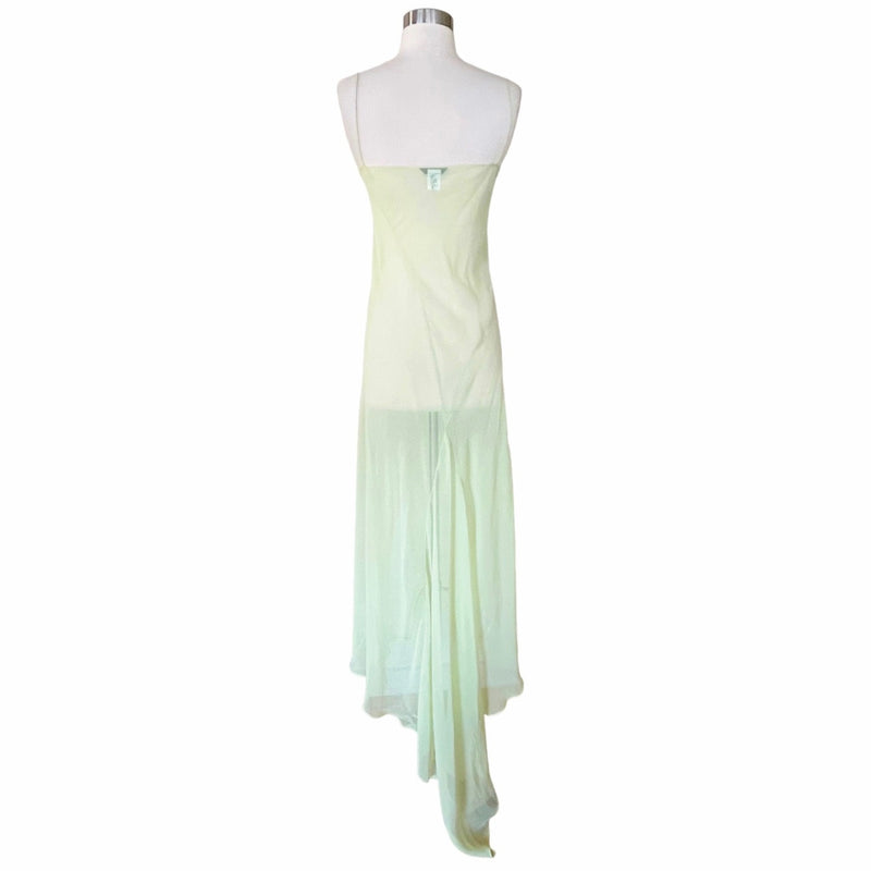 KRIZIA Chiffon Silk Draping Gown Slip Lining Train Cowl Neck Sleeveless Italy 40