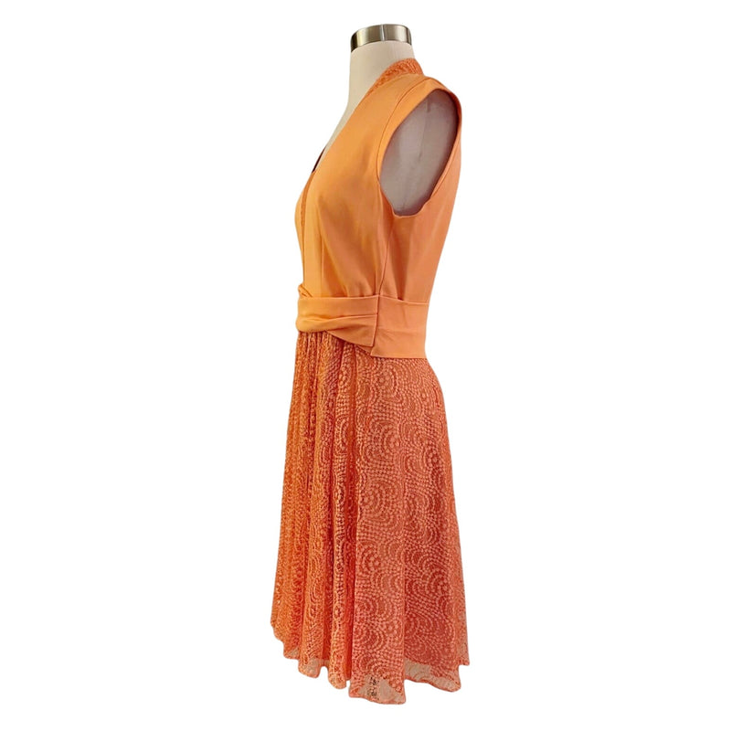 REISS Nerissa Dress Apricot Lace Orange Sleeveless Fit & Flare Cocktail 6 NWT