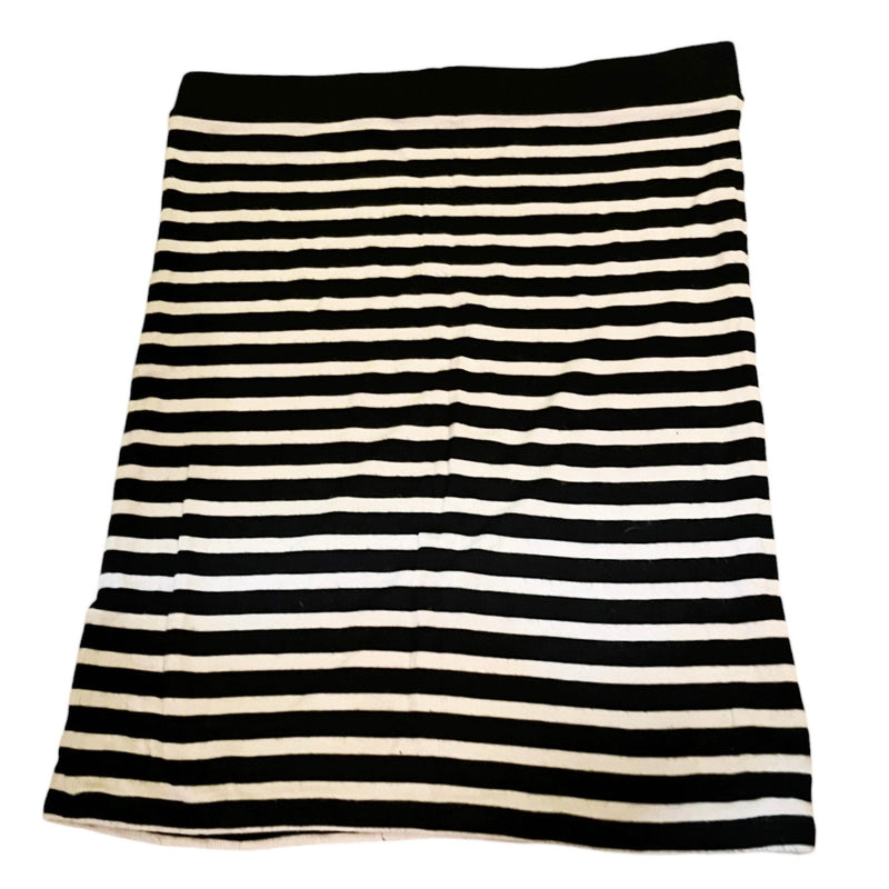 ATM Anthony Thomas Melillo Pencil Knit Striped Skirt Knee Length Cream Black M