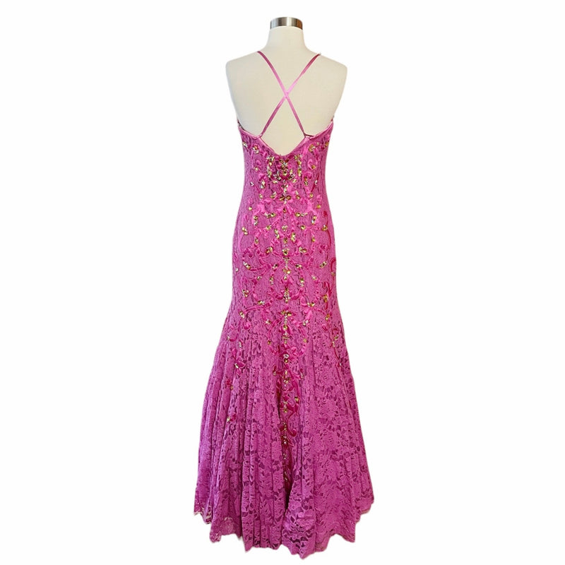 JOVANI Pink Lace Dress Strapless Mermaid Sweetheart Gown Prom Formal Gala 6 NWT