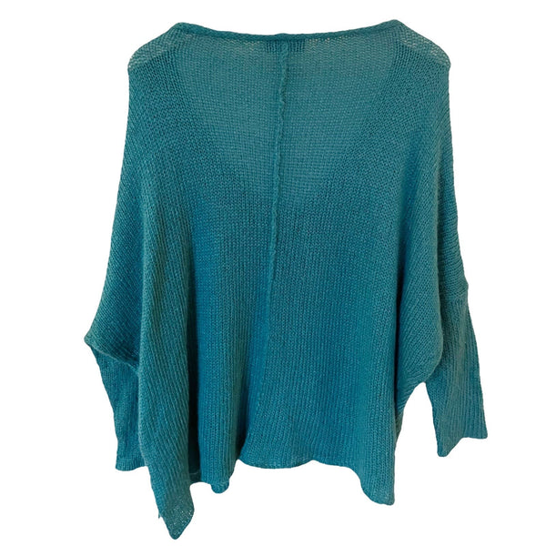 WOODEN SHIPS Green Sweater Pullover Wool Mohair V-Neck Lagenlook Jumper Medium