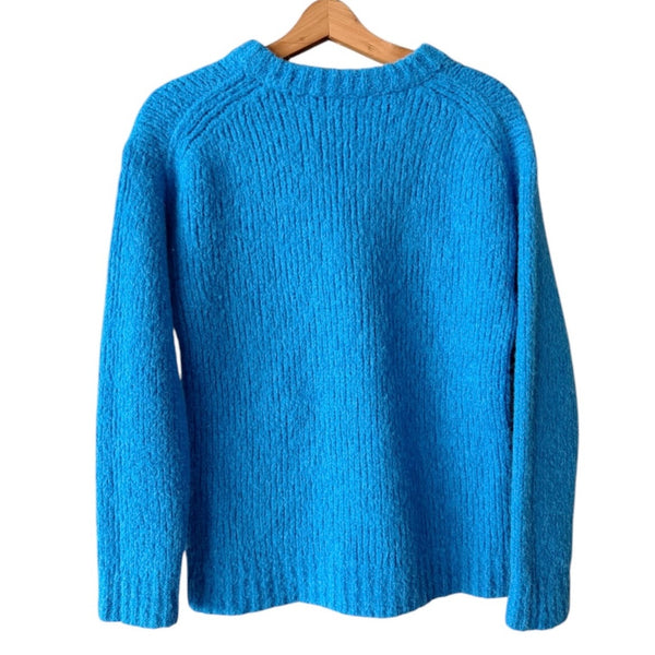 TIBI Blue Sweater Airy Alpaca Crewneck Pullover Long Sleeves Saphire Blue Small