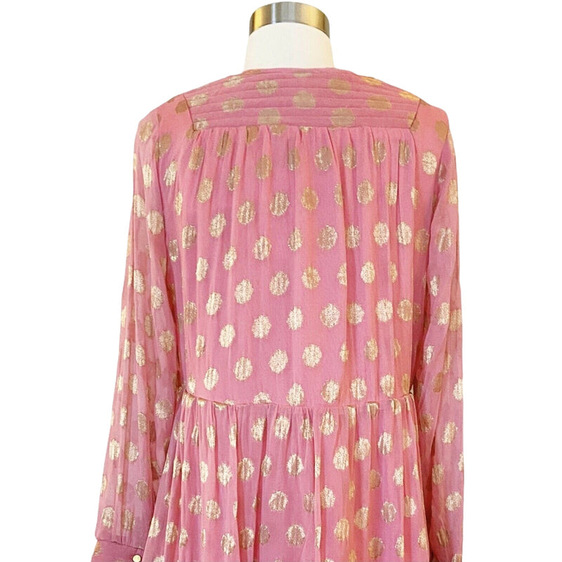 CECILIE COPENHAGEN Dea Dress Mini Jacquard Tunic Pink Gold Floral Sorbet Small