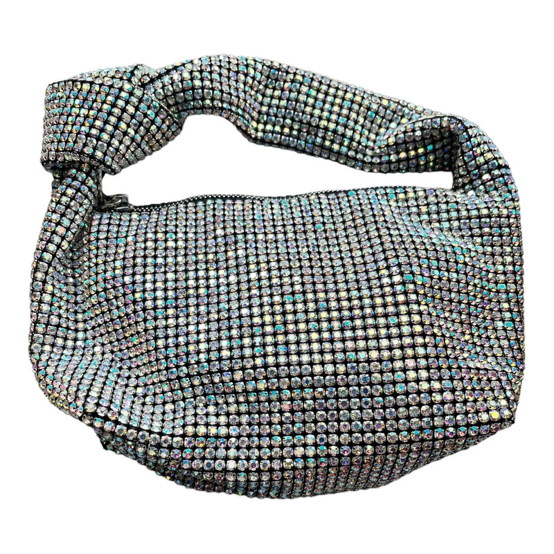 MADISON WEST Bring on the Bling Bag Silver Crystals Evening Party Black Lining