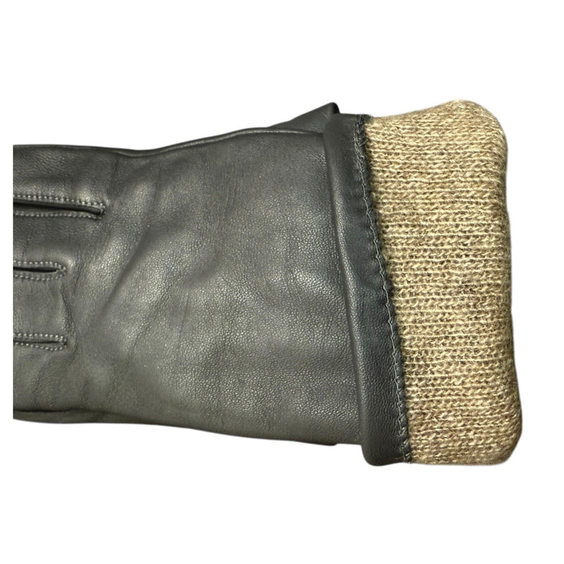 FOWNES BROTHERS Leather Gloves Charcoal Gray Cashmere Lined Medium NWT