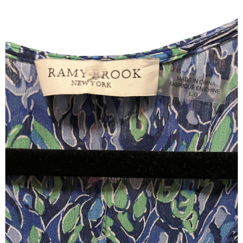 RAMY BROOK Printed Perry Dress Blue Abstract Sleeveless Elastic Waist Large EUC