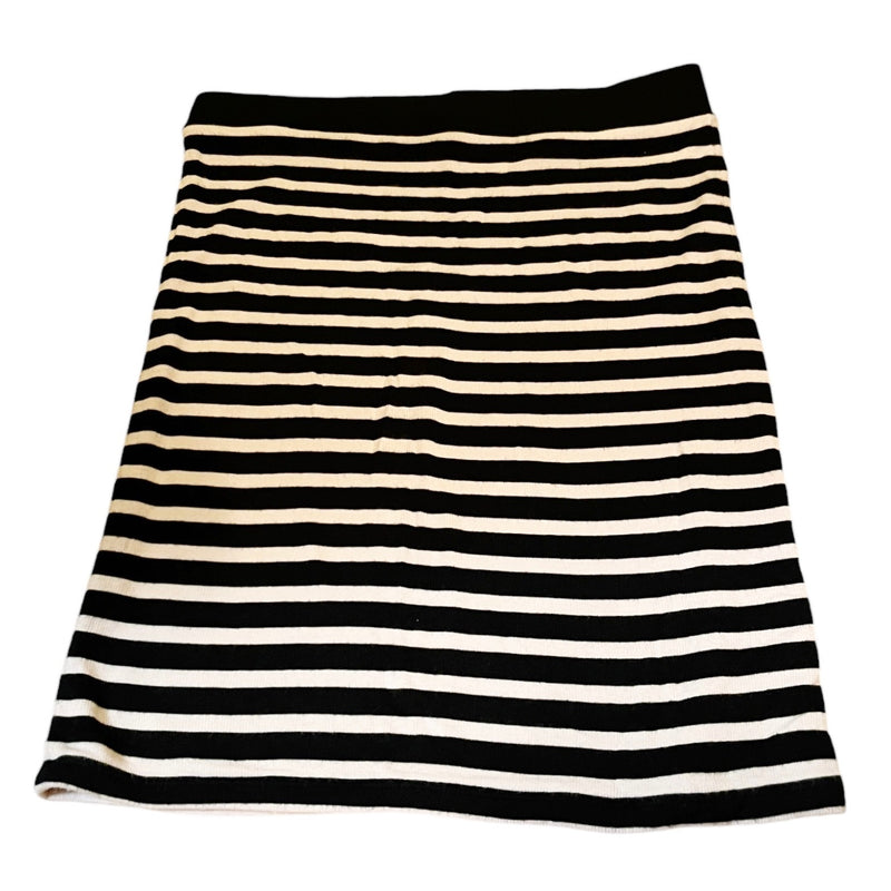 ATM Anthony Thomas Melillo Pencil Knit Striped Skirt Knee Length Cream Black M