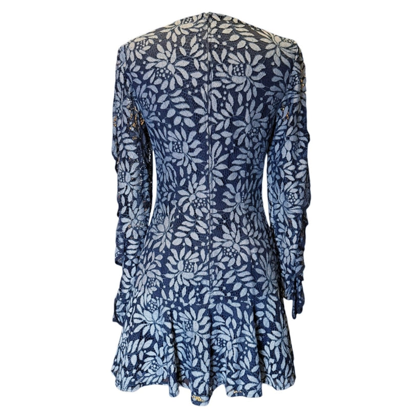 KEEPSAKE The Label Engage Floral Lace Mini Dress Long Sleeve Navy Blue Small EUC