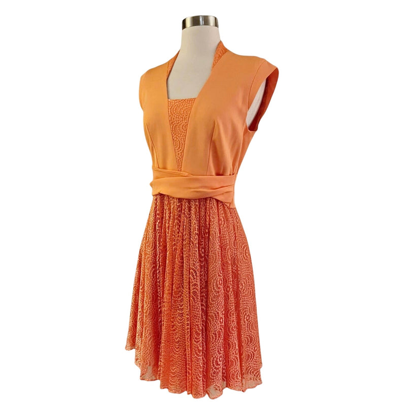 REISS Nerissa Dress Apricot Lace Orange Sleeveless Fit & Flare Cocktail 6 NWT