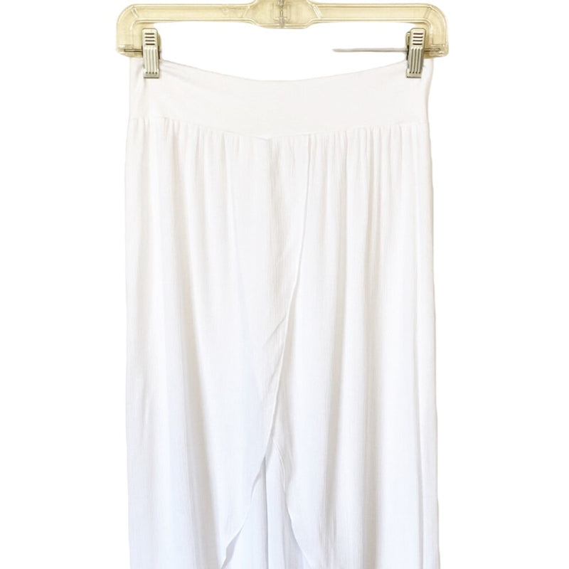 BOHO Pants T.Zovich Relaxed Wrap Slit Boho Beach Vacation High Rise White Small