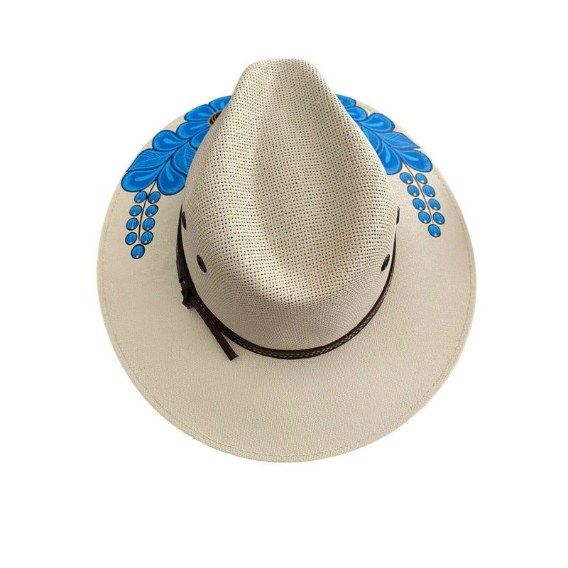 HAT MEXICAN Artisanal Hand Painted Fedora Floral Sombrero Panama Bohemian Medium