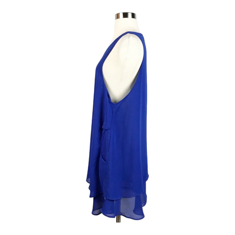 MILLAU Chiffon Blue Shift Swing Dress Sheer Layers Scoop Neck Sleeveless Medium