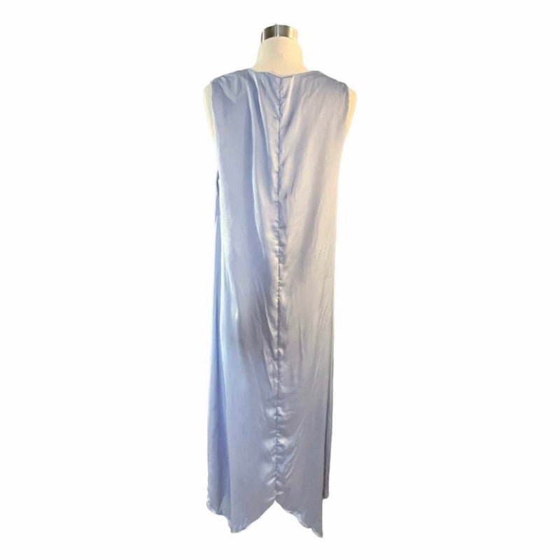 ZARA Crinkle Maxi Dress Lavender Satin Silky Flowy Sleeveless Purple Small NEW