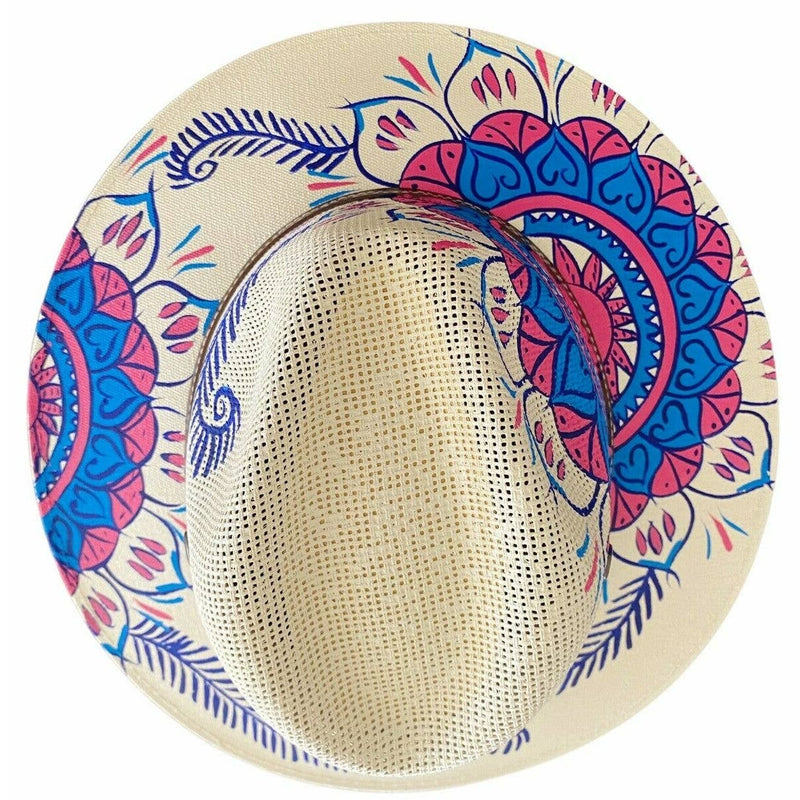 MEXICAN Artisanal Hat HandPainted Fedora Mandala Sombrero Panama Bohemian Medium