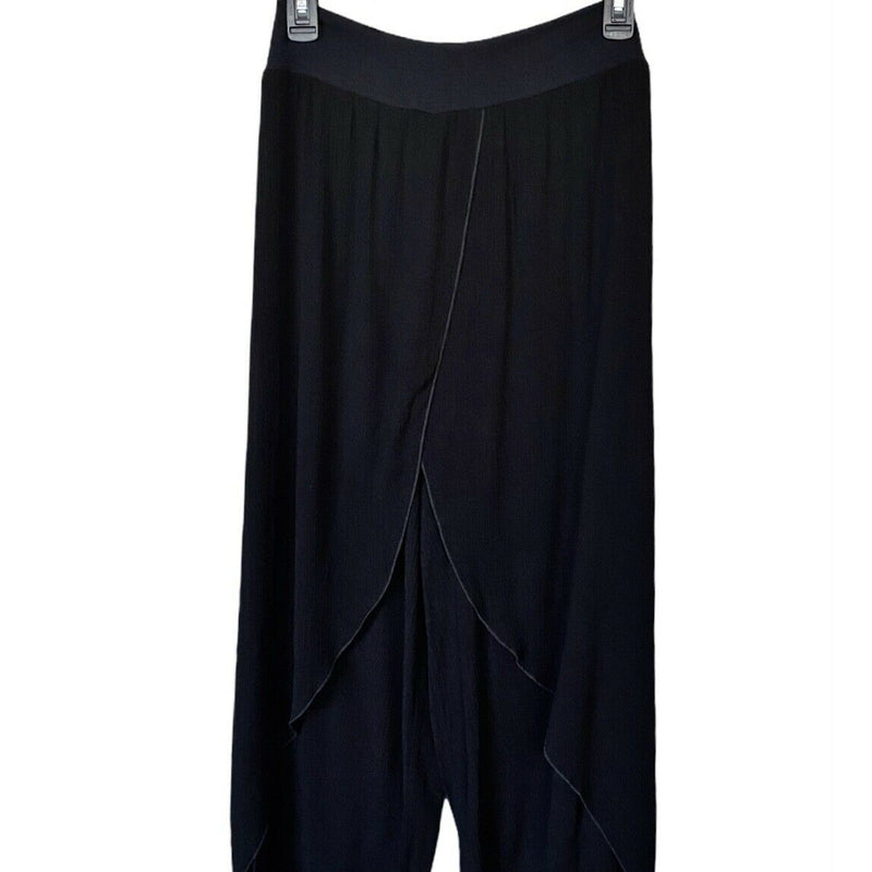 BOHO Pants T.Zovich Relaxed Wrap Slit Boho Beach Vacation Black Small NWT