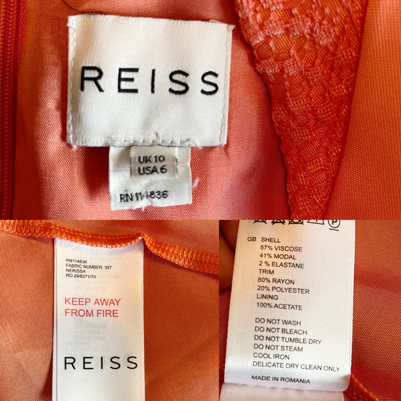 REISS Nerissa Dress Apricot Lace Orange Sleeveless Fit & Flare Cocktail 6 NWT