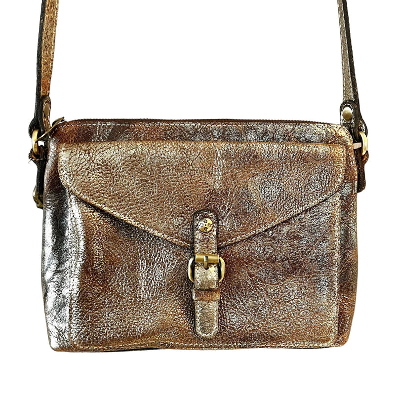 PATRICIA NASH Avellino Crossbody Bag Distressed Metallic Gold Leather Collector