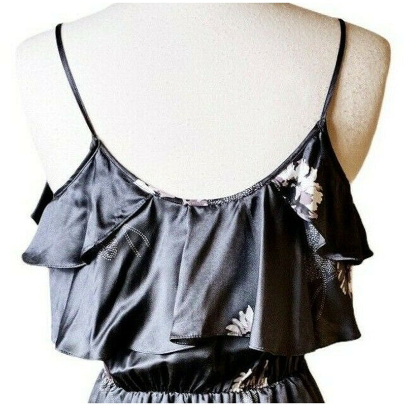 REBECCA TAYLOR SILK Sleeveless Mini Cami Dress Shadow Daisy Gray Size 0 NWT