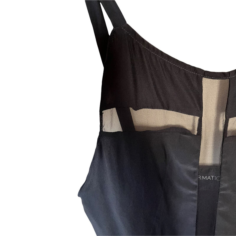 REFORMATION Silk Cami Tank Top Black Satin Sheer Cutout Detail Sleeveless XS EUC