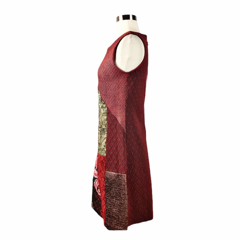 SAVE THE QUEEN Cocktail Dress Mix Media Red Gold A-Line Italian Designer XS NWT