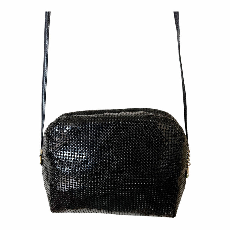 VINTAGE WHITING & DAVIS Evening Mini Bag Black Metallic Mesh Crossbody Handbag