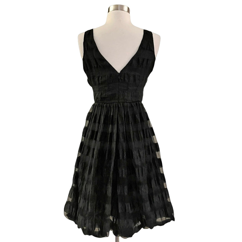 TRACY REESE Fit and Flare Black Cocktail Dress Bubble Skirt Retro Party V-Neck 0