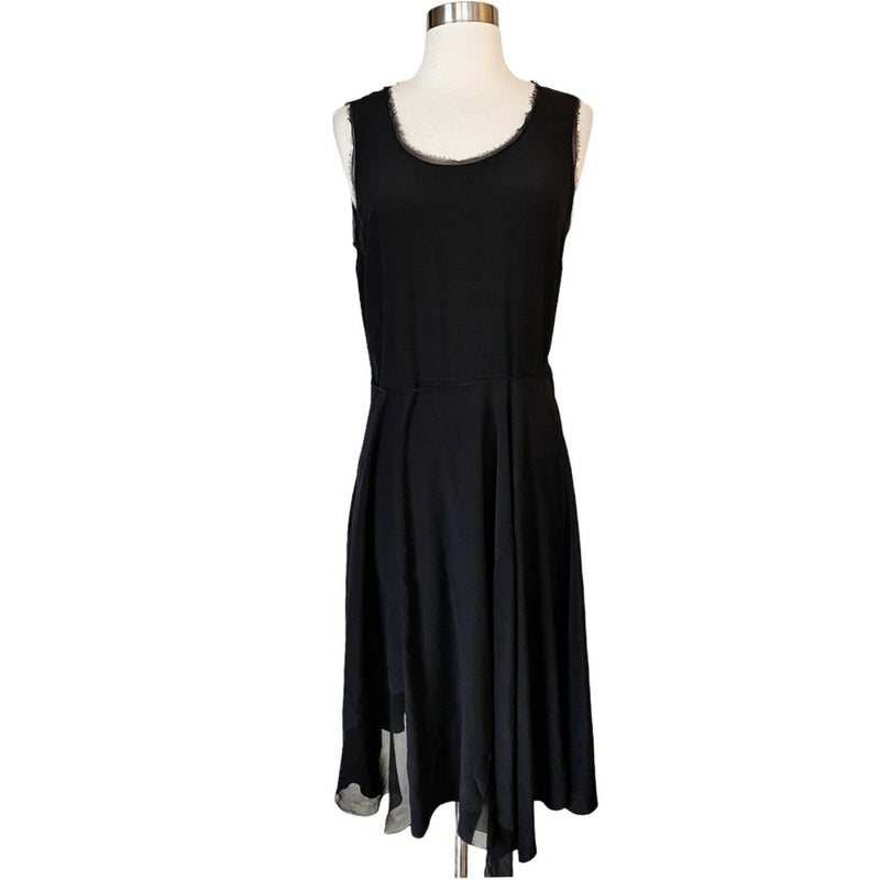 ELIE TAHARI Tammie Black Silk Dress A-Line Asymmetric Hem Sleeveless Medium NWT