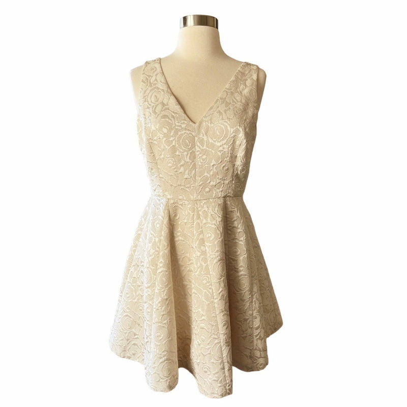 ERIN FETHERSTON Wedding Cake Dress Jacquard Cream Embossed A-Line Cocktail 6