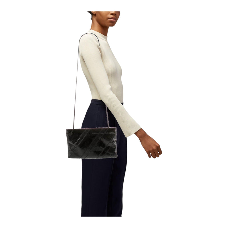VINTAGE Edina Ronay Snakeskin Clutch Black Crossbody Shoulder Strap Designer EUC