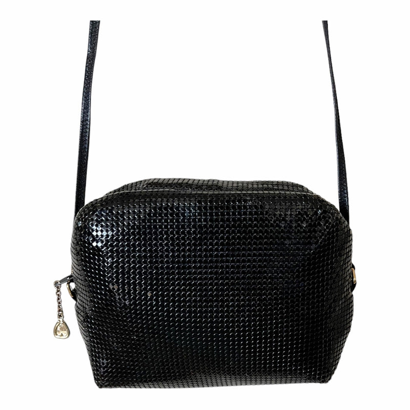 VINTAGE WHITING & DAVIS Evening Mini Bag Black Metallic Mesh Crossbody Handbag