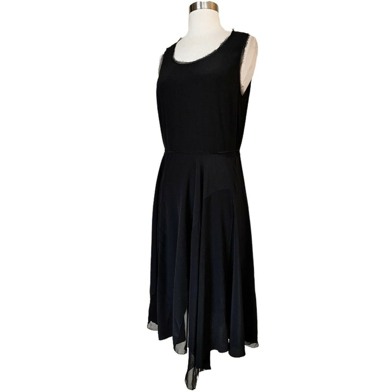 ELIE TAHARI Tammie Black Silk Dress A-Line Asymmetric Hem Sleeveless Medium NWT