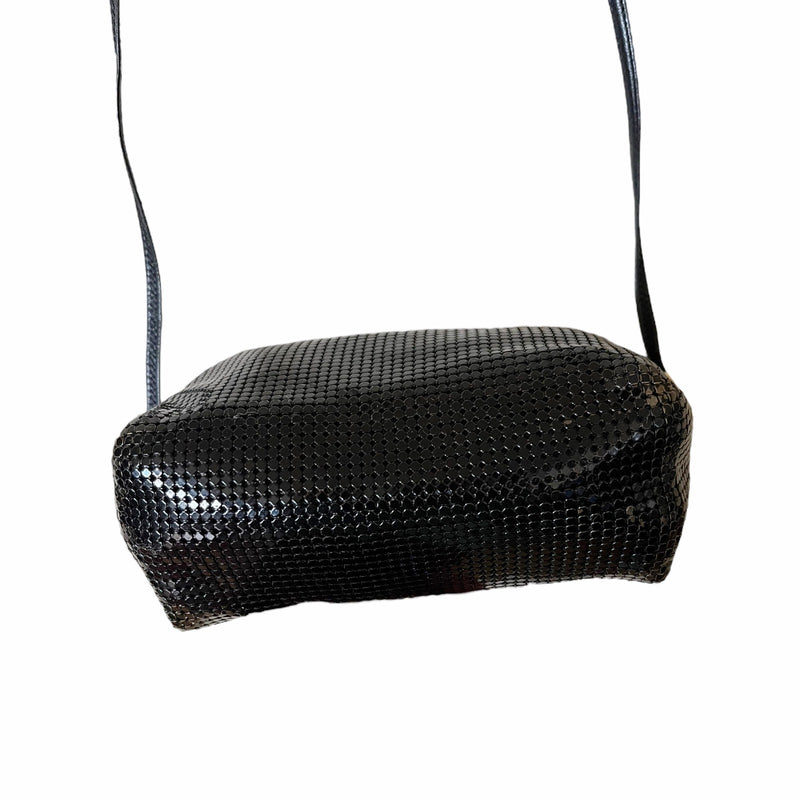 VINTAGE WHITING & DAVIS Evening Mini Bag Black Metallic Mesh Crossbody Handbag