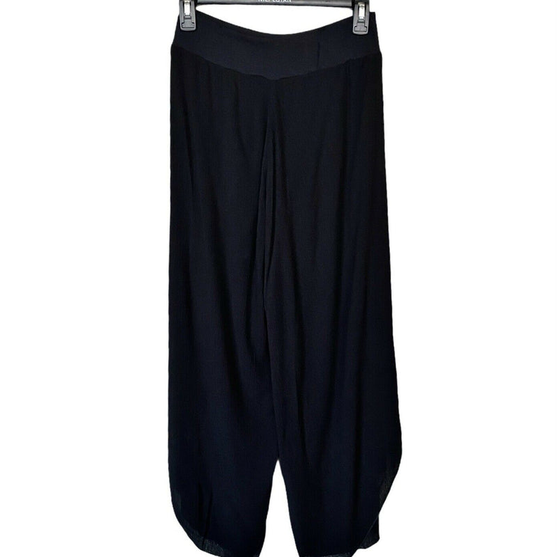 BOHO Pants T.Zovich Relaxed Wrap Slit Boho Beach Vacation Black Small NWT