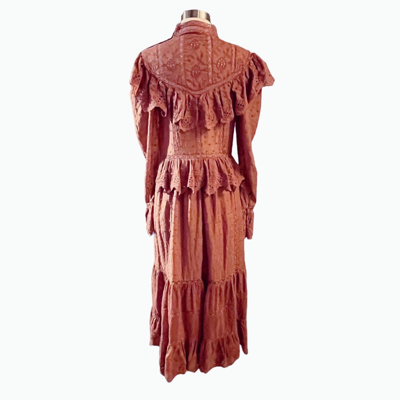 ULLA JOHNSON Crochet Dress  Fleur Broderie Anglaise Cotton and Silk-blend Midi 2