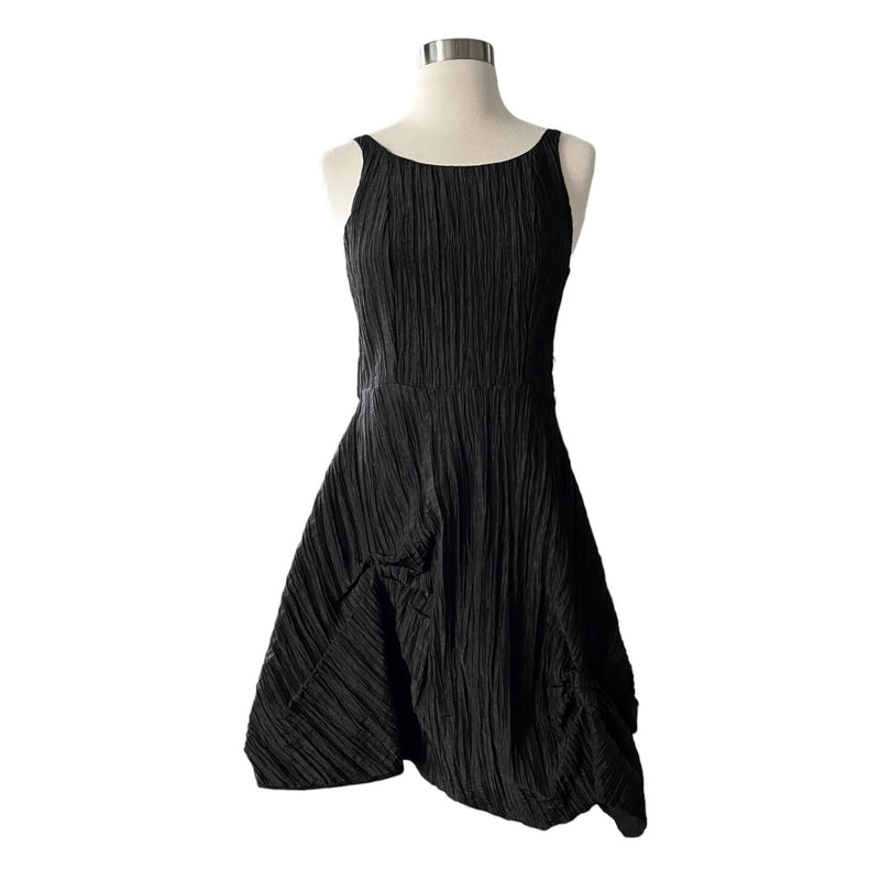 LISA TARANTO Silk Black Cocktail Dress Fit and Flare coop Neck Australia 4 EUC